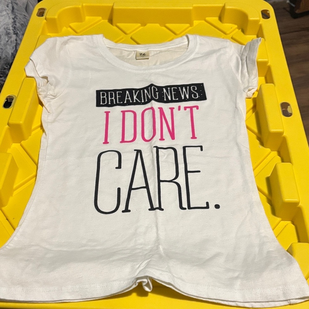 Source Unknown White Tee with Pink and Black Text